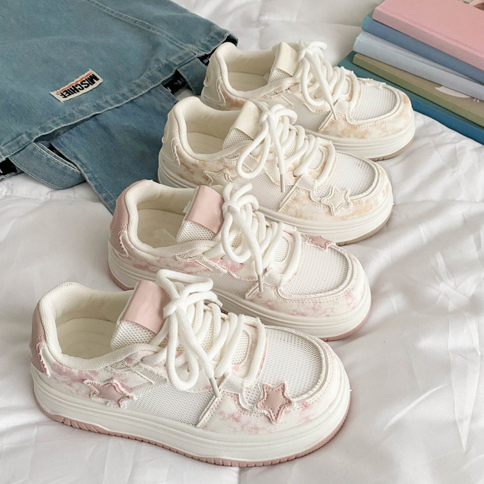 Women's Platform Mesh Sneakers Breathable Casual Board Shoes