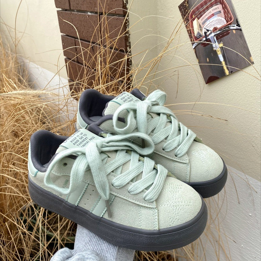 Women's Retro Thick Sole White Casual Sneakers Training Shoes