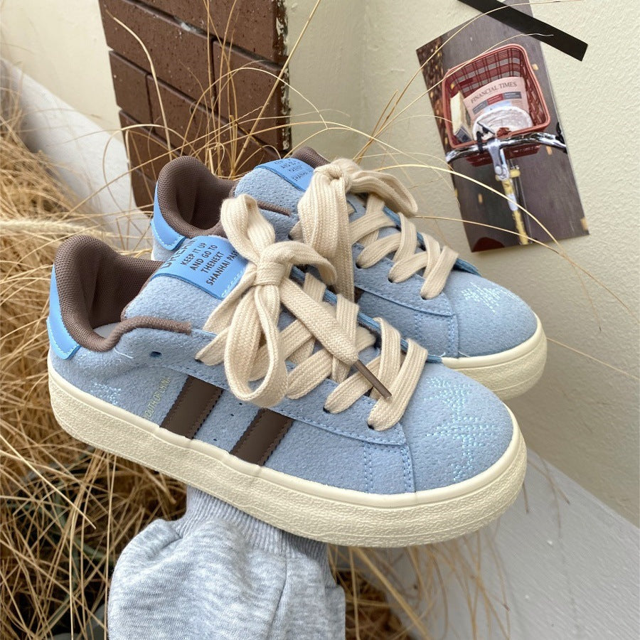 Women's Retro Thick Sole White Casual Sneakers Training Shoes