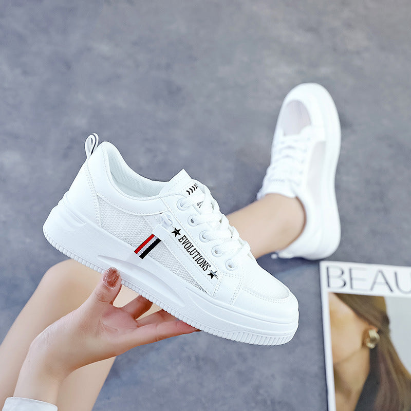 Women's Breathable Mesh Canvas White Sneakers Casual Shoes
