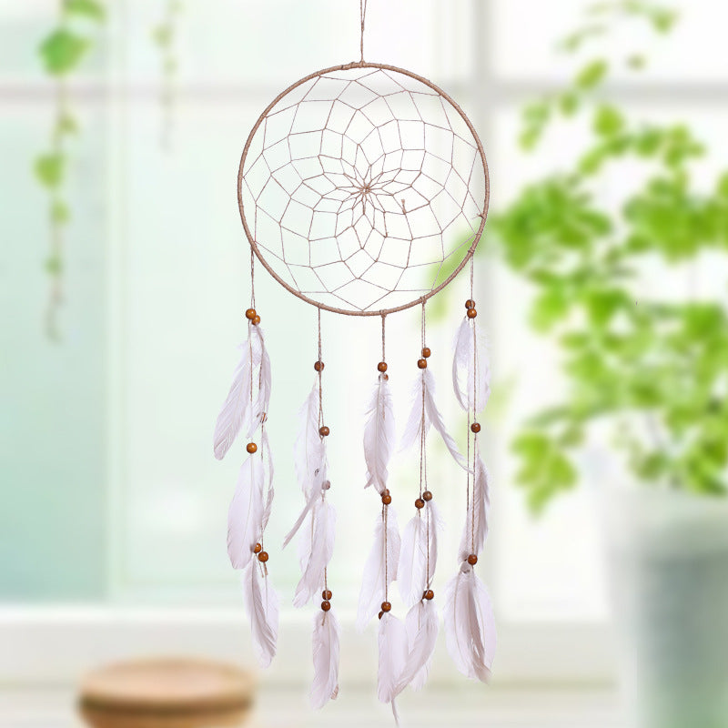 33CM Hemp Rope Feather Dream Catcher Wall Hanging Boho Decor