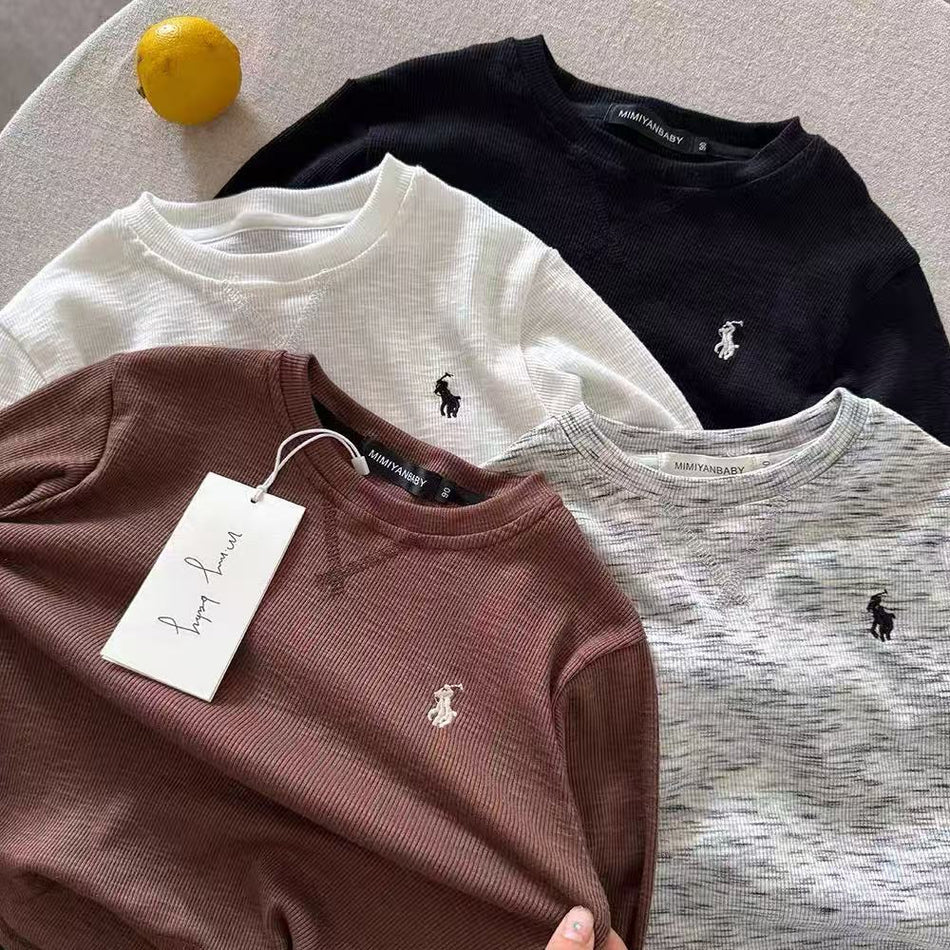 Kids Solid Color Long Sleeve T-Shirt Soft Base Top Shirt