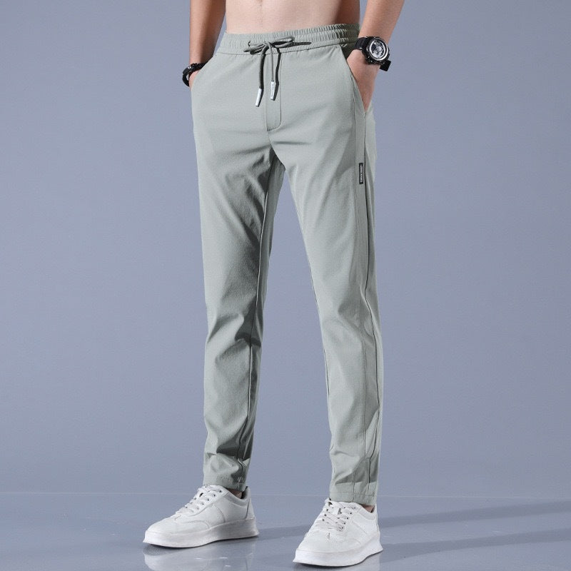 Men's Ice Silk Business Trousers Quick-Dry Straight-Leg Pants