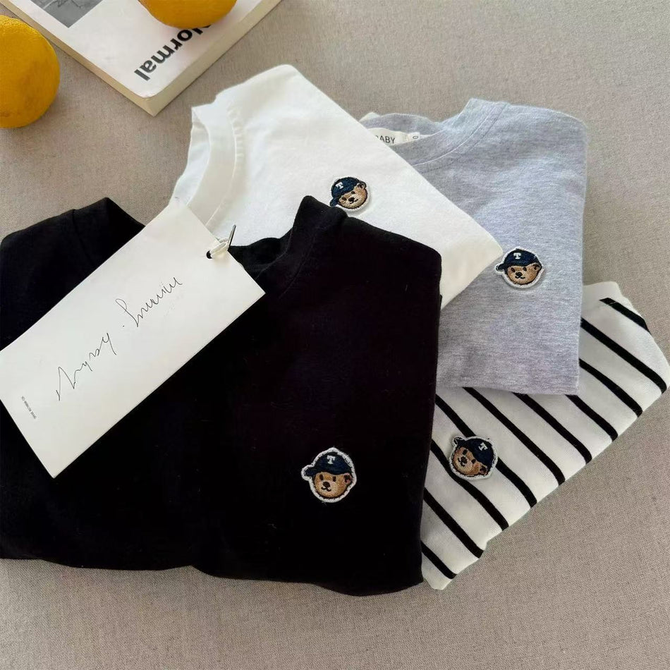 Kids Striped Bear Long-Sleeve Cotton Top
