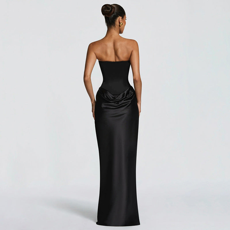 Women's Sleeveless Slim-Fit Bodycon Dress Ribbon Splicing Detail