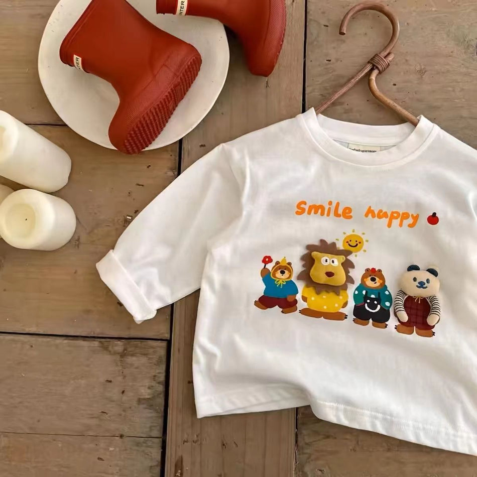 Kids Long-Sleeve Cartoon Animal Bottoming Shirt