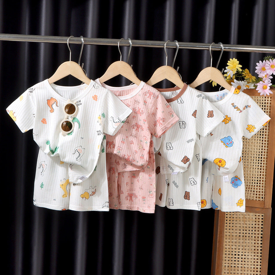 Kids Thin Jacquard Cotton Summer Outfit Set