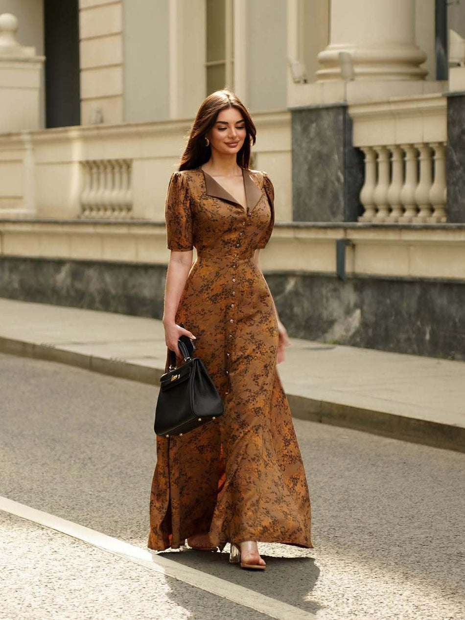 Women's Lapel Cardigan Dress with Tie Waist