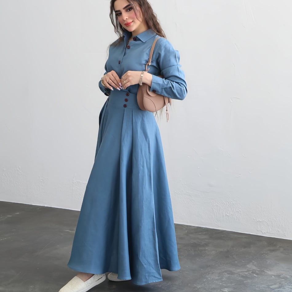 Women's Solid Color Shirt and Skirt Two-Piece Set
