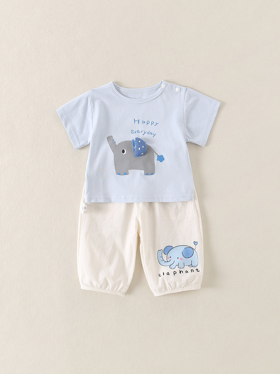 Boys Cartoon Pure Cotton Summer Two-Piece Set