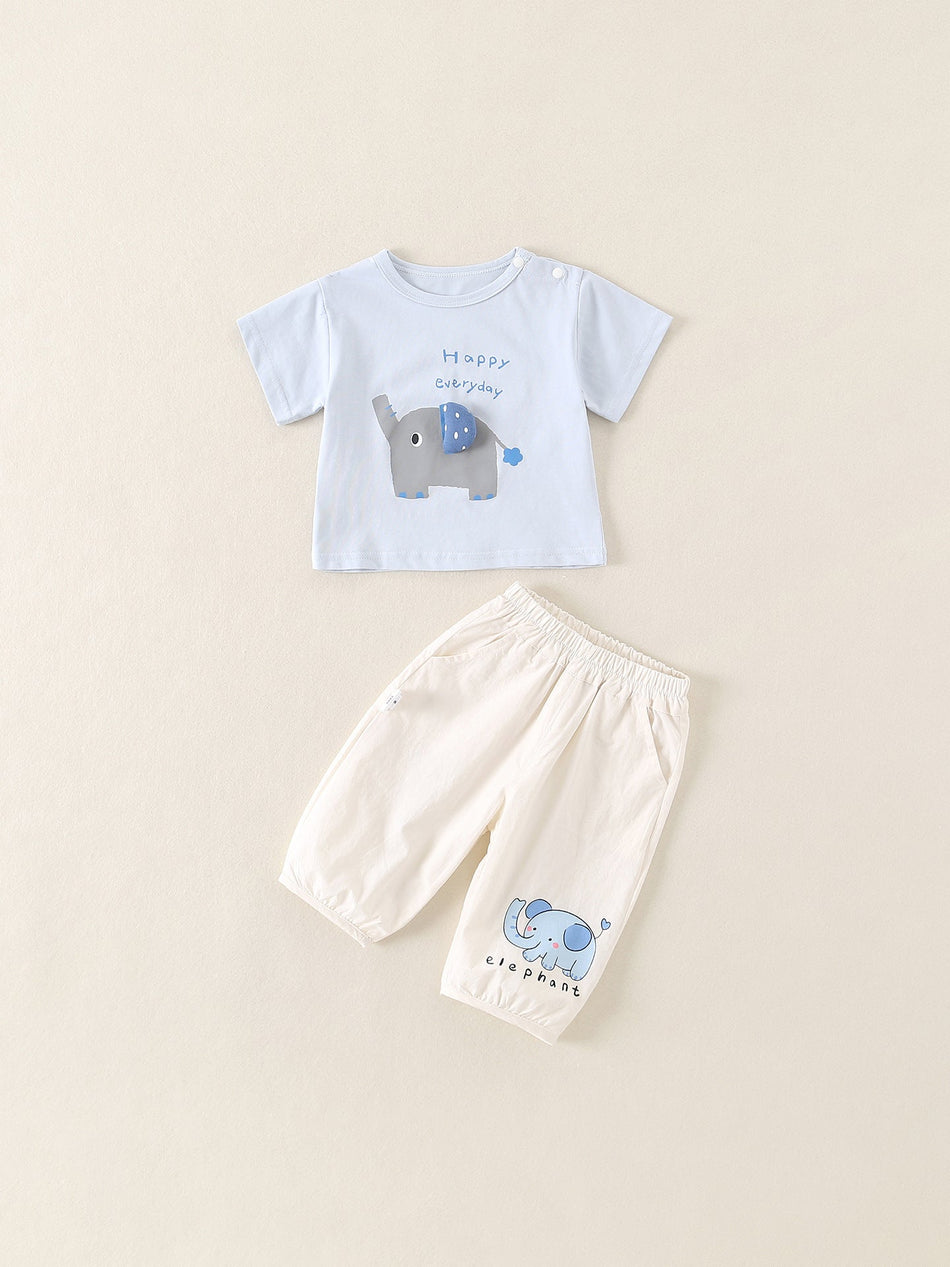 Boys Cartoon Pure Cotton Summer Two-Piece Set