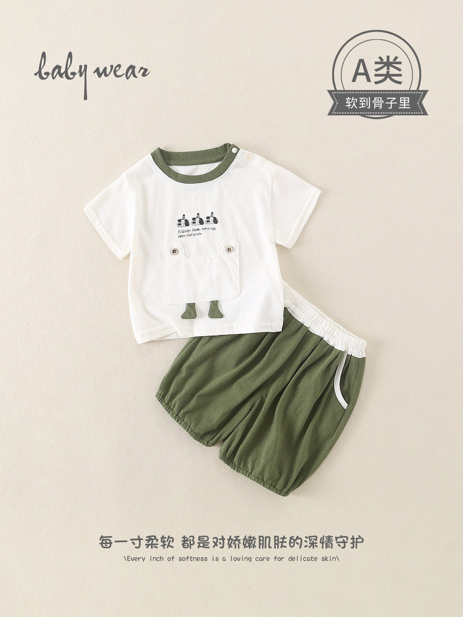Boys Korean Style Woven Summer Short-Sleeve Suit