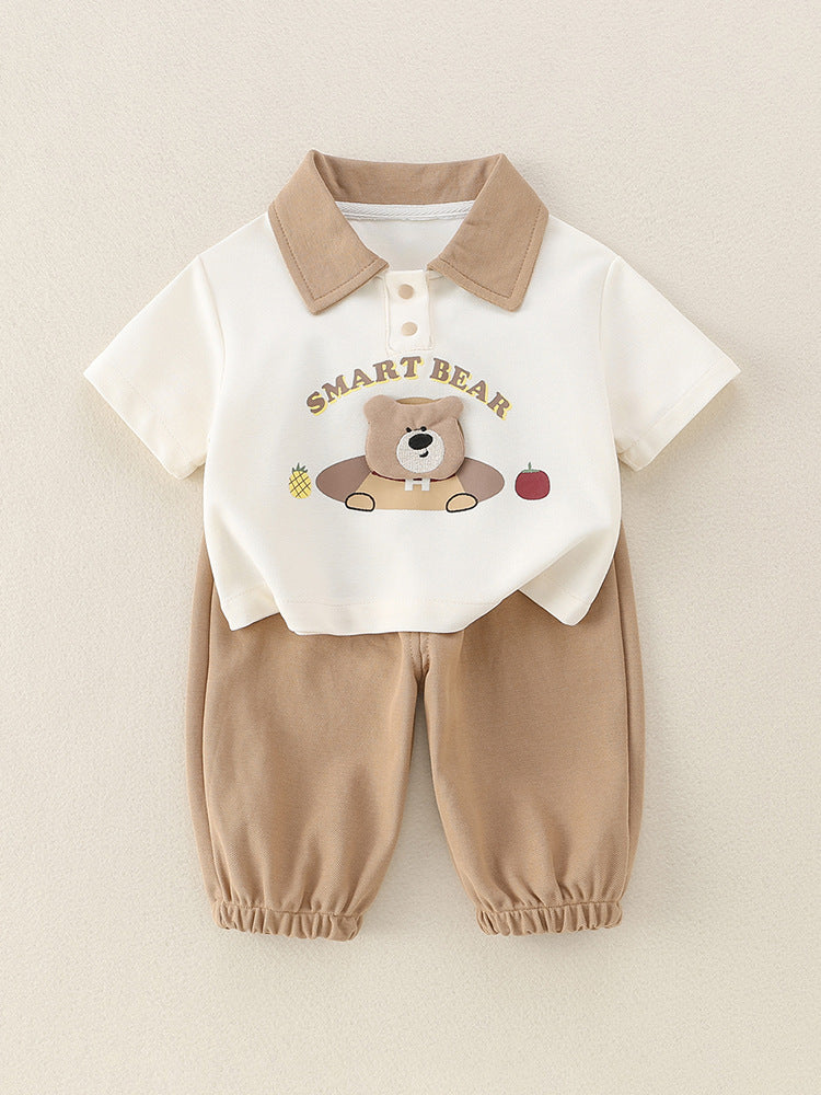 Baby Boys Class A Pure Cotton Wear-Resistant Summer Split Suit