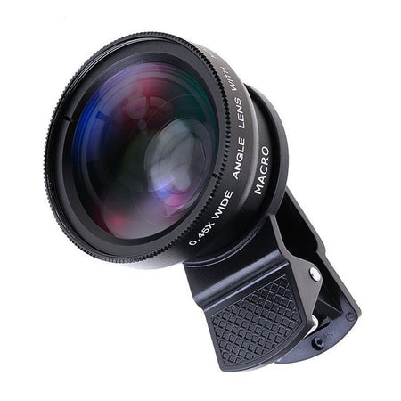 0.45X Ultra Wide Angle Macro Clip-On Mobile Phone Lens HD in Black
