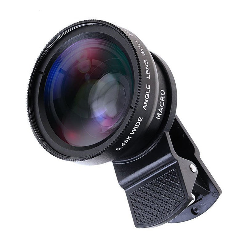 0.45X Ultra Wide Angle Macro Clip-On Mobile Phone Lens HD in Black