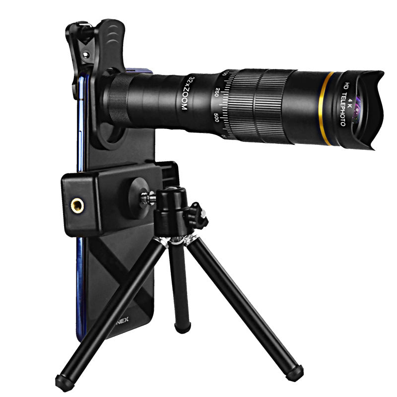 32X Metal Telephoto Mobile Phone Lens HD Zoom Monocular in Gold