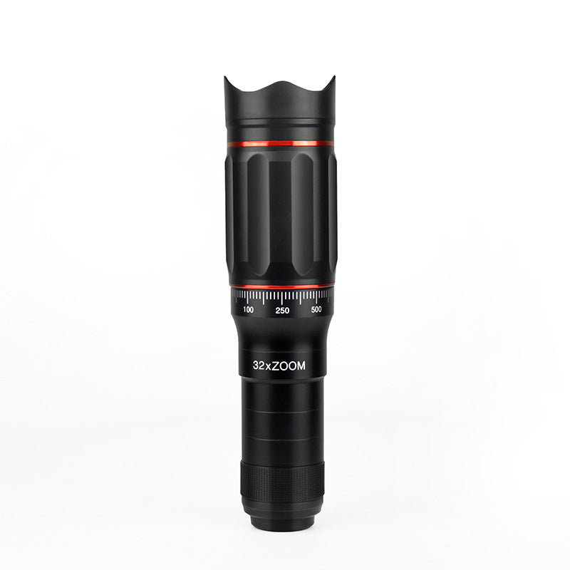 32X Telephoto Mobile Phone Lens Metal Monocular HD Night Vision in Red