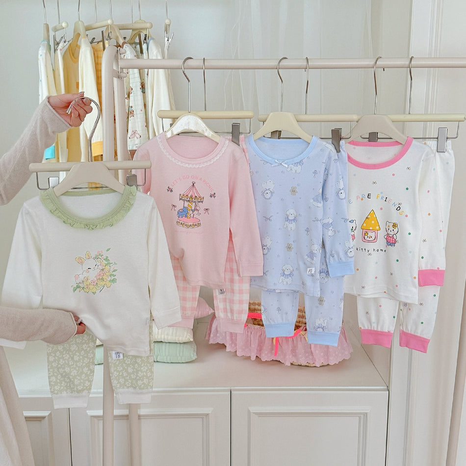 Children's Pure Cotton Cartoon Long-Sleeve Pajama Set