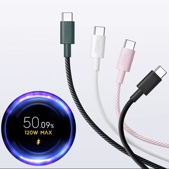 120W Braided Type-C Fast Charging Cable for Xiaomi Devices