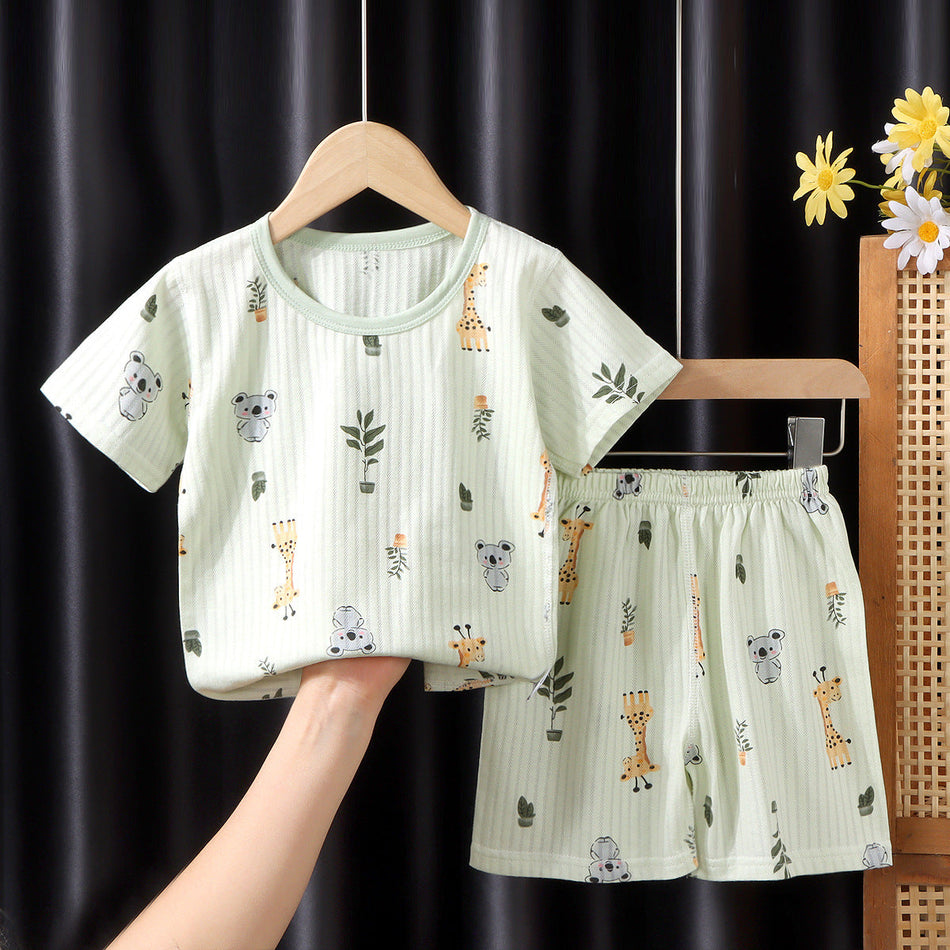 Children's Customized Jacquard Short-Sleeve Summer Pajama Set