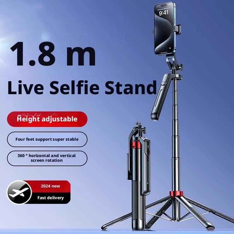 1.8m 360° Rotating Selfie Stick Tripod with Stable Four-Leg Base
