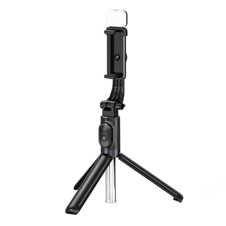 Z8S Mini Bluetooth Selfie Stick Desktop Tripod with Light in Black
