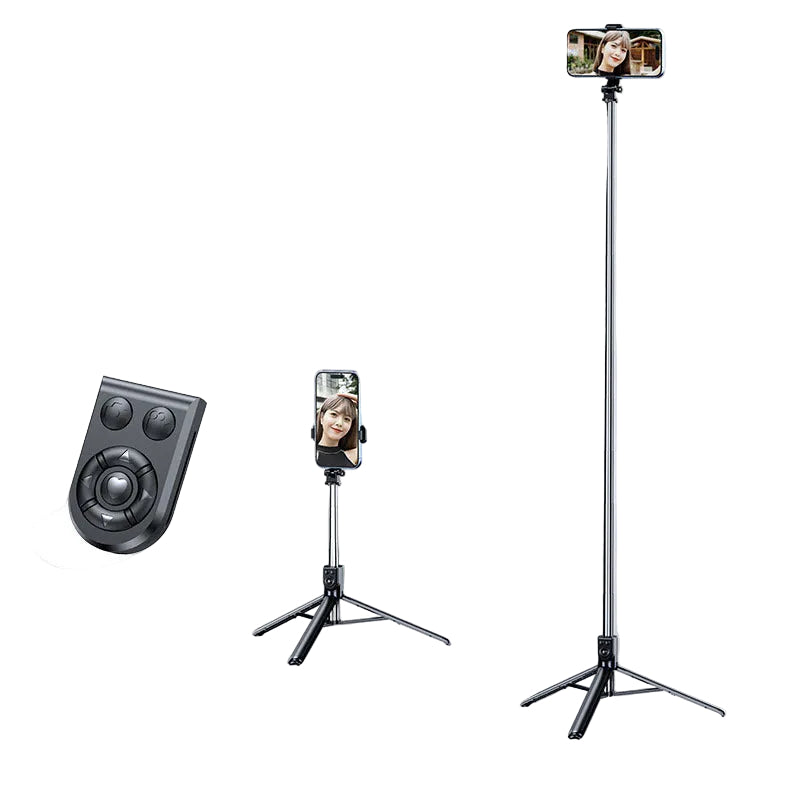 1.8m Bluetooth Selfie Stick Tripod for Mobile Phones Live Streaming in Black