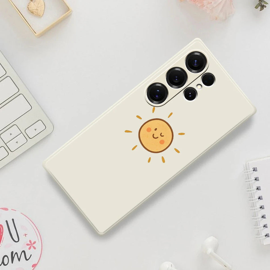 White cute little sun samsung case with full body drop protection