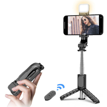 Mini Retractable Bluetooth Selfie Stick Tripod Portable AntiShake in Black
