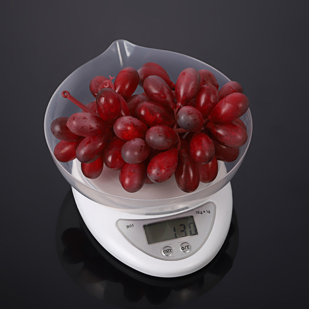 5kg Digital Kitchen Scale with Bowl for Precision Food Weighing in 5kg/1g