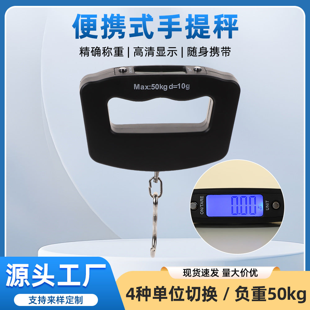 Portable 50kg Digital Hook Scale with HD Display for Travel