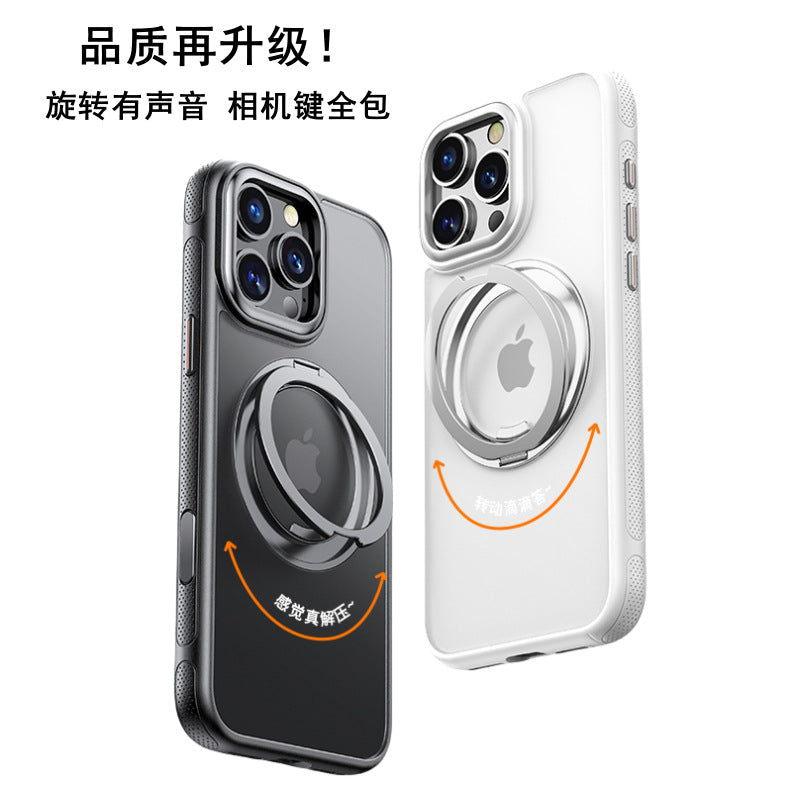 Black magnetic stand iphone case with camera button protection