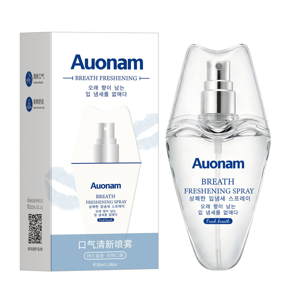 Auonam Portable Breath Freshener Spray Long-Lasting Oral Mist