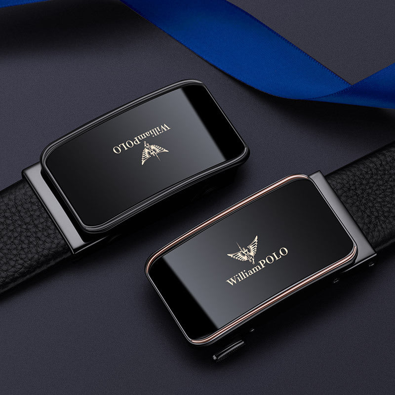 King Paul Top-Grain Leather Belt with Automatic Buckle