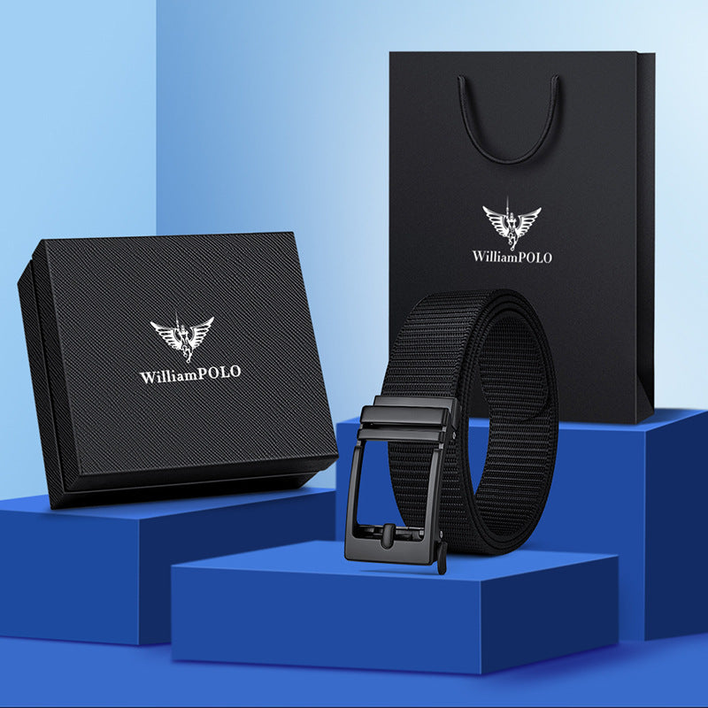 William Polo Canvas Belt with Automatic Buckle Design in Black