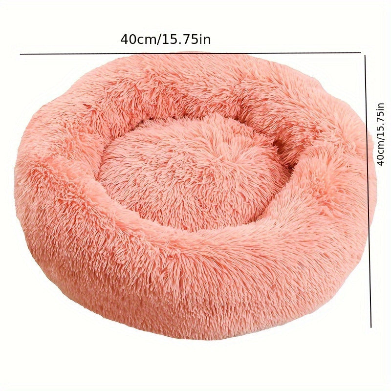 Ultra Soft Fur Donut Cat Bed Cozy Round Pet House