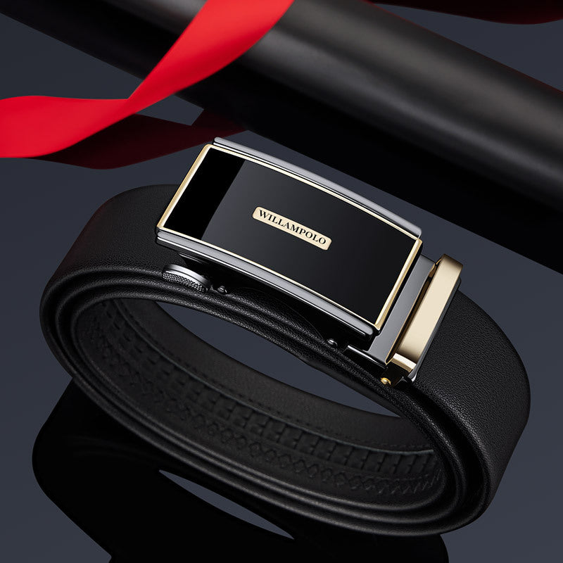 William Polo Men's Leather Belt with Automatic Buckle