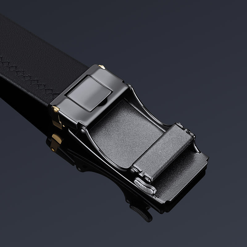 William Polo Men's Leather Belt with Automatic Buckle