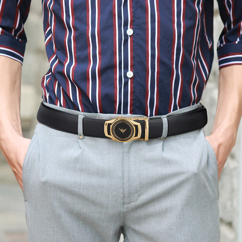William Polo Top-Grain Leather Belt with Automatic Buckle