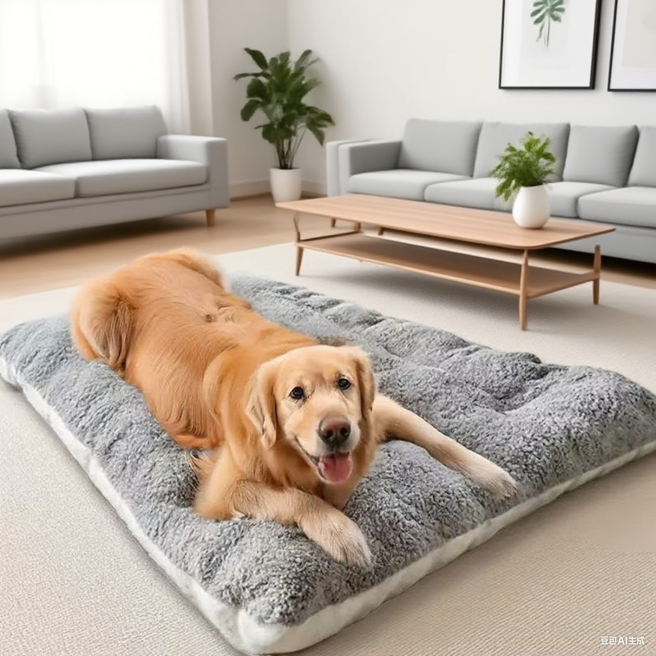 Double-Sided Pet Sleeping Mat Large Dog Sofa Bed for Cats in grey, 60x120cm