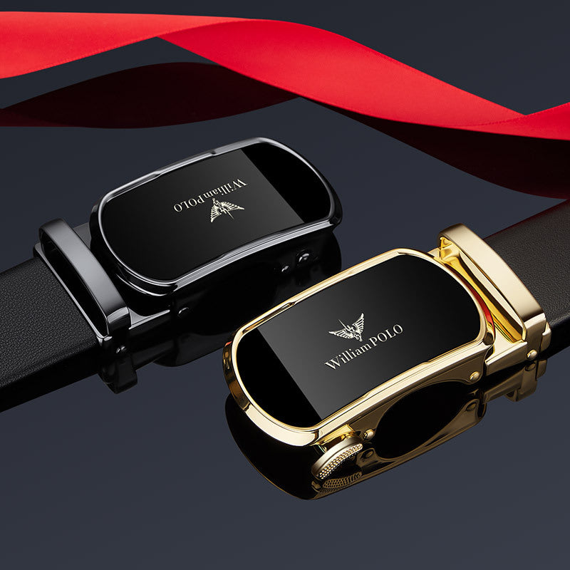 William Polo Cowhide Leather Belt with Automatic Buckle