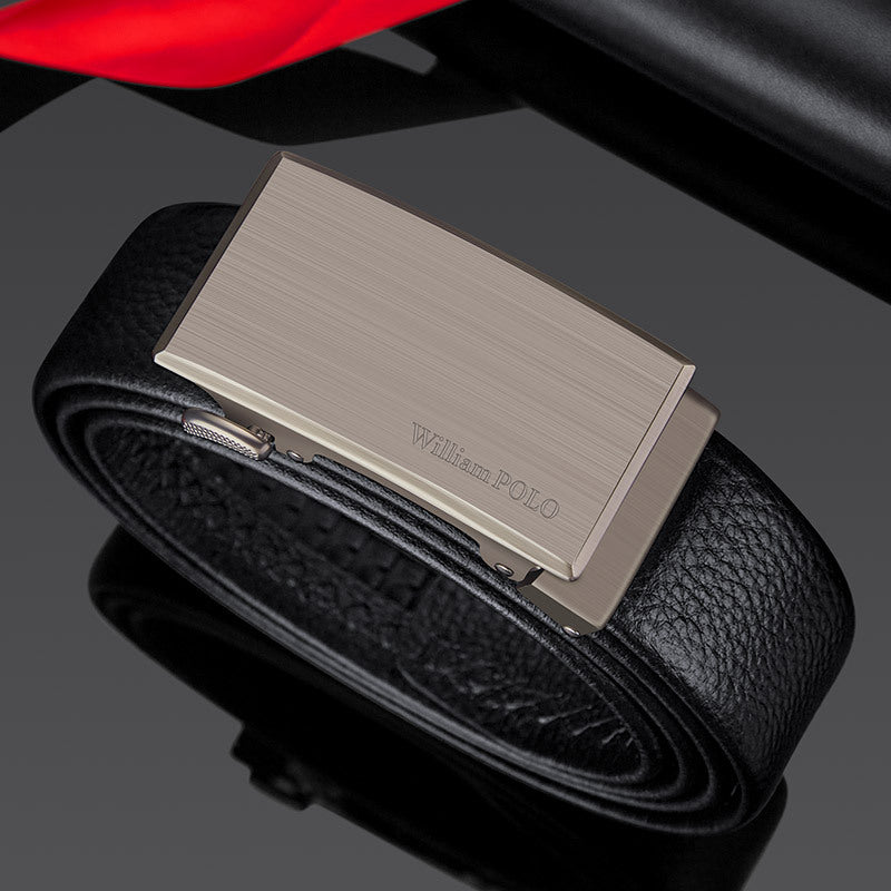 William Polo Top-Grain Leather Belt with Automatic Buckle