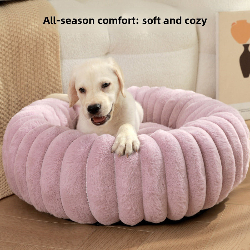Round Winter Warm Pet Bed for Cats and Small Dogs