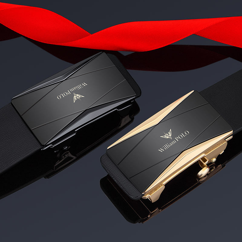 William Polo Leather Belt with Automatic Buckle and Gift Box