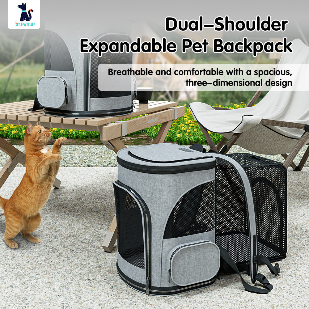 Portable Pet Backpack Carrier for Small Dogs and Cats Travel in gray
