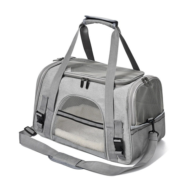 Foldable Transparent Pet Carrier Shoulder Bag for Cats and Dogs in purple