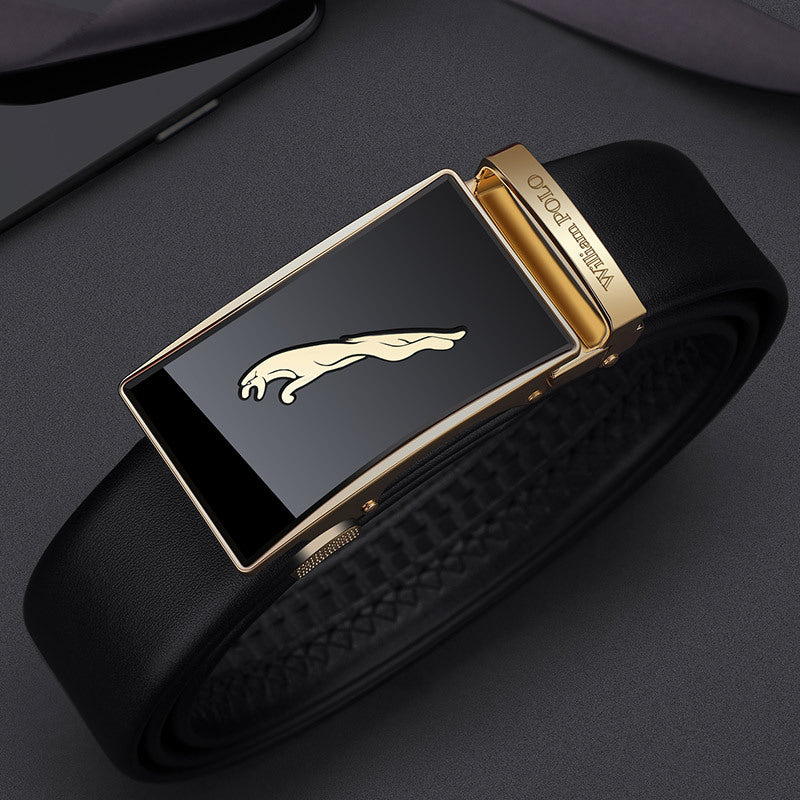 William Polo Genuine Leather Men's Belt in Gold