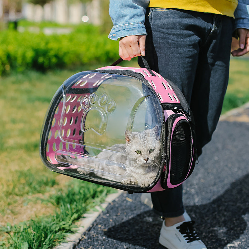 Foldable Transparent Pet Carrier Shoulder Backpack for Cats