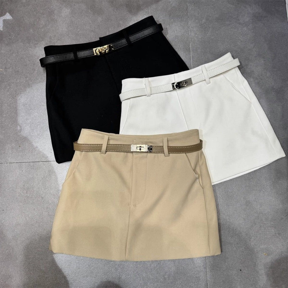 High-Waisted Solid A-Line Mini Skirt Women Retro Style