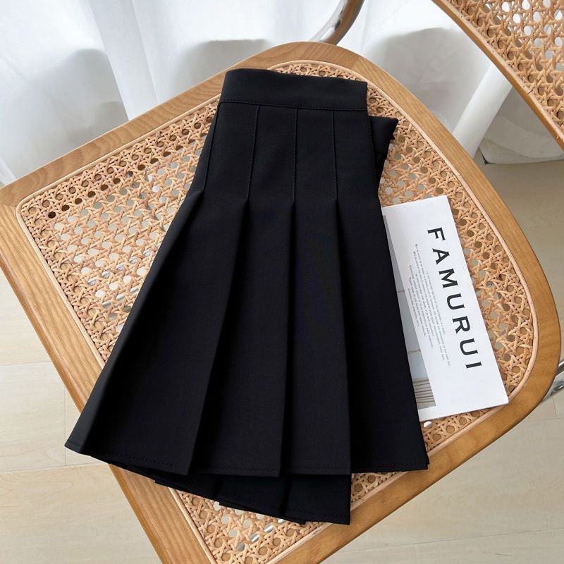 High-Waisted Pleated A-Line Skirt Women Elastic Waist Slim Fit